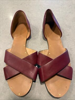 Madewell Women's Burgundy Crisscross Leather Sandals size 9 like new